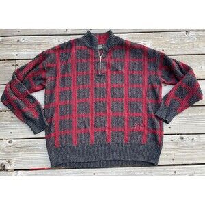 Vintage Descente Men's L 1/4 Zip Acrylic/Wool Blend Sweater